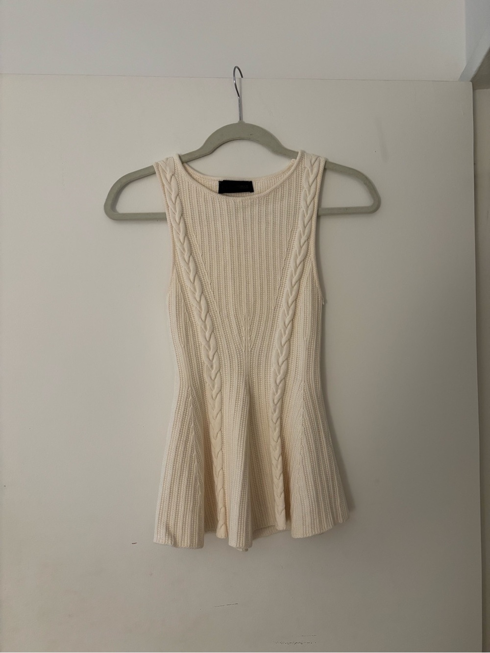 Zara Cream Ribbed Knit Sleeveless Top